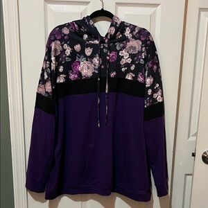 Amazon Purple and Black Floral Pullover Hoodie